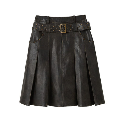 nu84 Vintage Maillard Rivet Belt Skirt