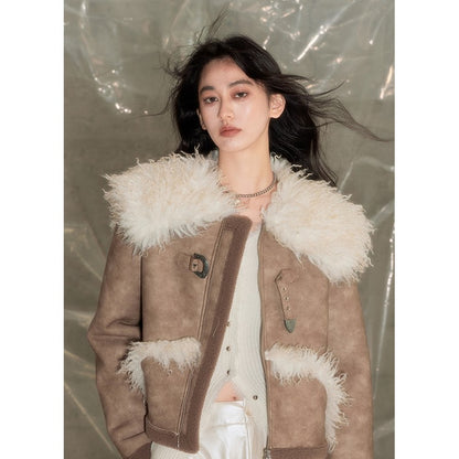 nu82 Fur Distressed Leather Jacket