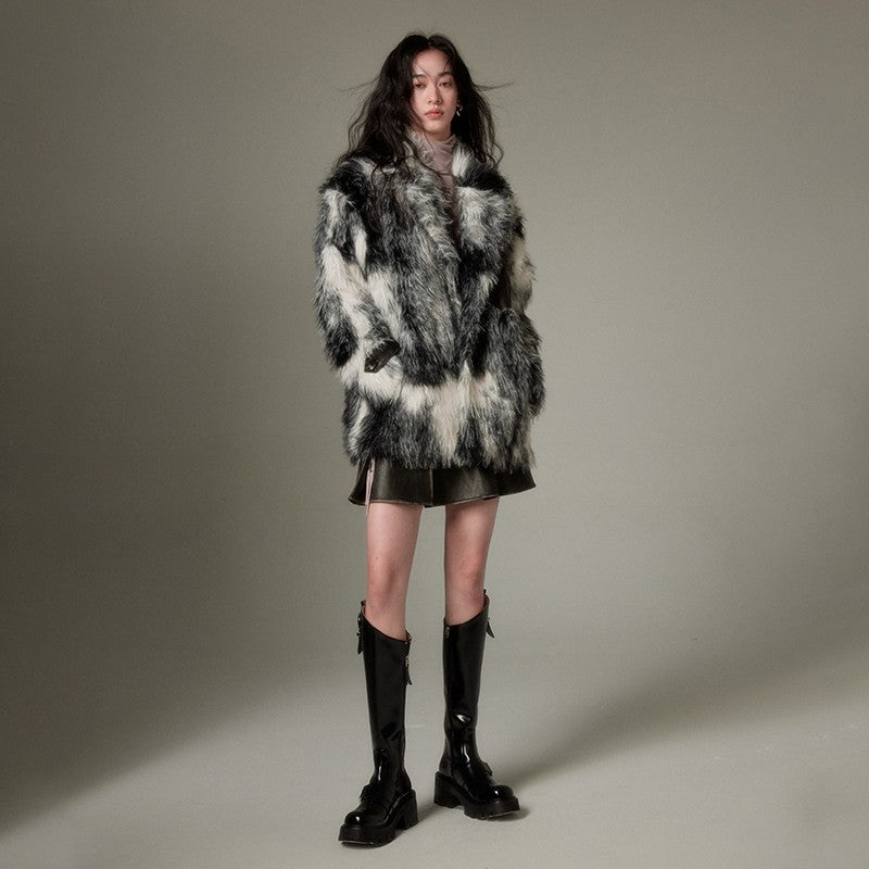 nu90 Animal Print Eco-Friendly Fur Jacket