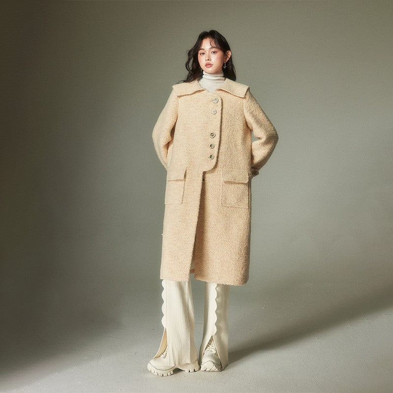 nu91 Custard Lapel Wool Coat