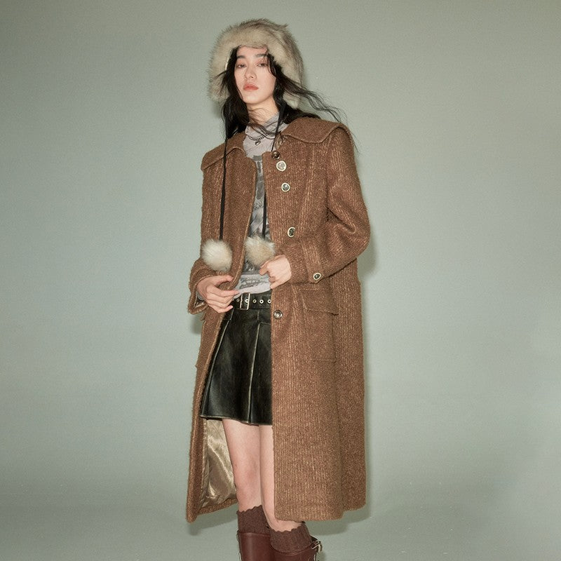 nu91 Custard Lapel Wool Coat