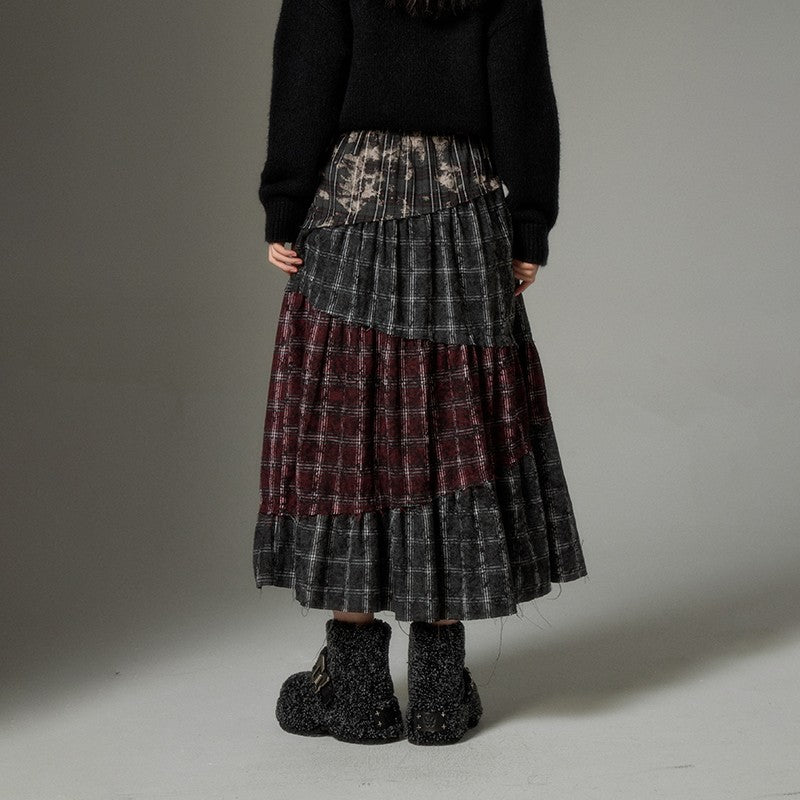 nu98 Patchwork A-line Mid-Length Skirt