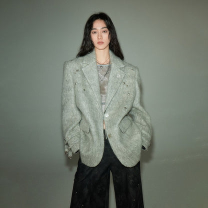 nu104 Studded long-staple sheep wool blazer