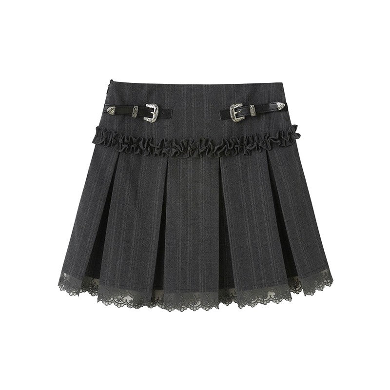 nu108 High waist lace pleated skirt