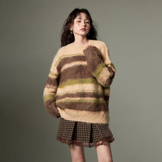 nu145 Soft and waxy striped sweater