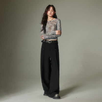 nu149 Drapey straight loose wide-leg pants