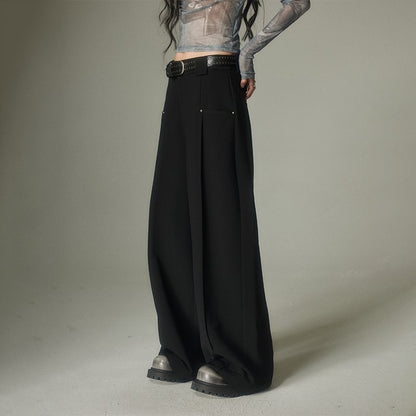 nu149 Drapey straight loose wide-leg pants