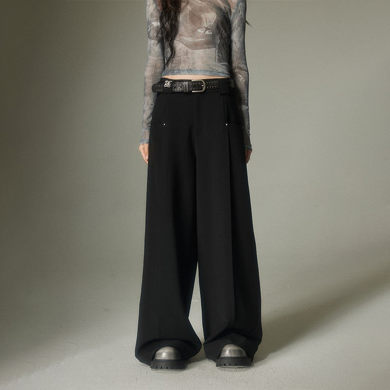 nu149 Drapey straight loose wide-leg pants