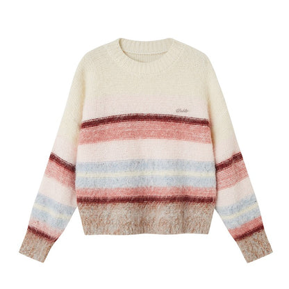 nu157 Striped round neck sweater