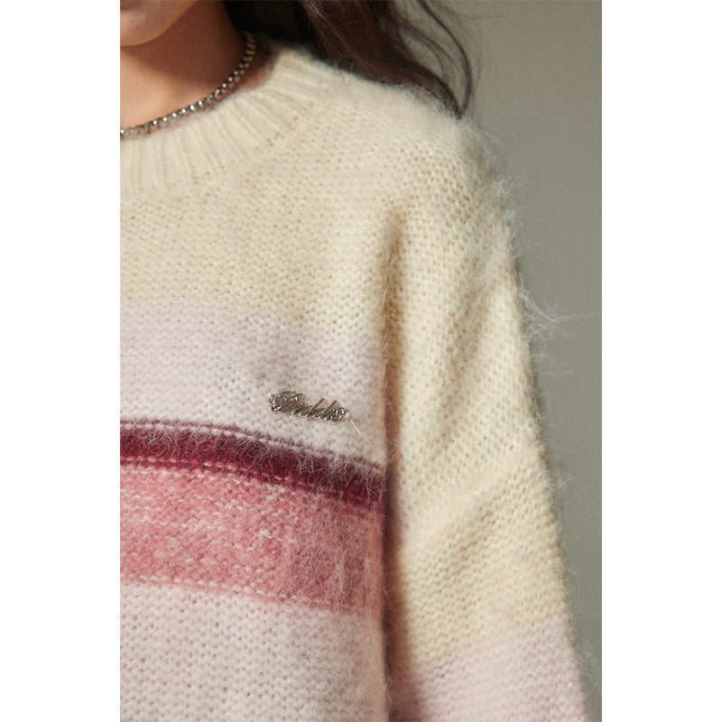 nu157 Striped round neck sweater