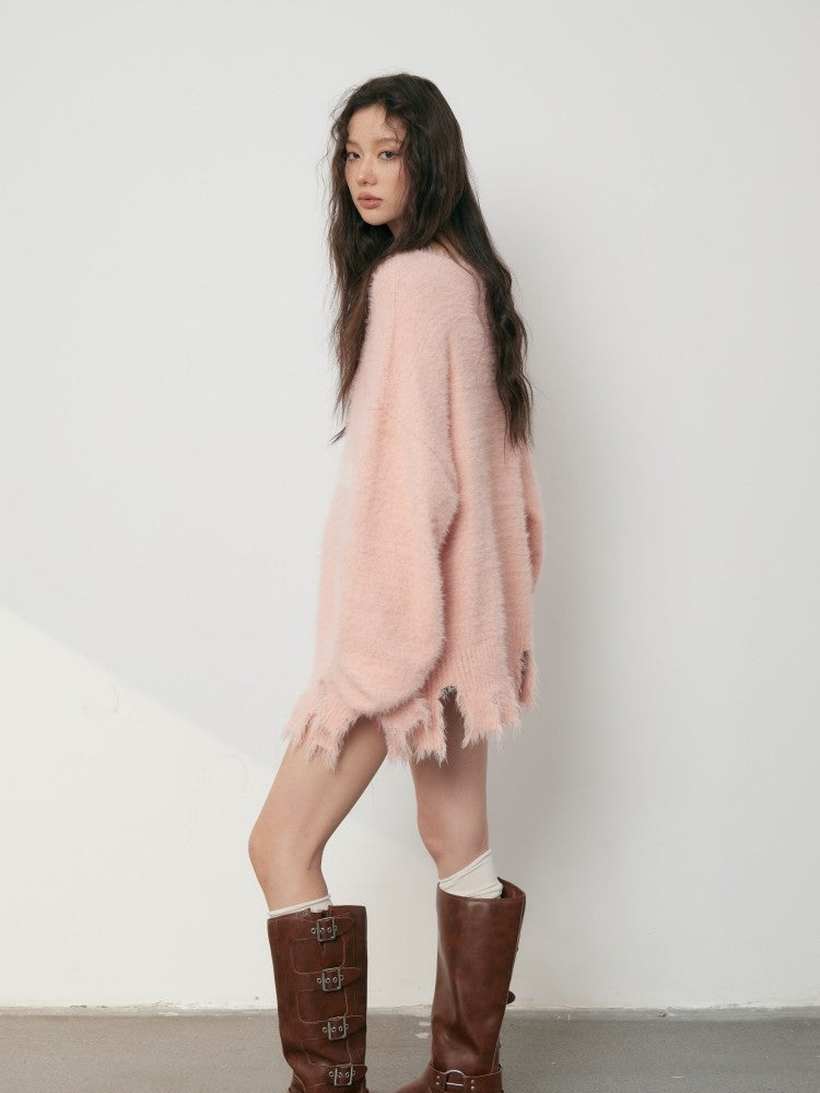 nu159 Lazy letter knitted sweater