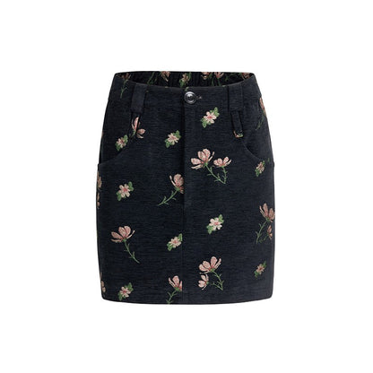 nu165 "Peach Blossom and Honey" jacquard special velvet skirt