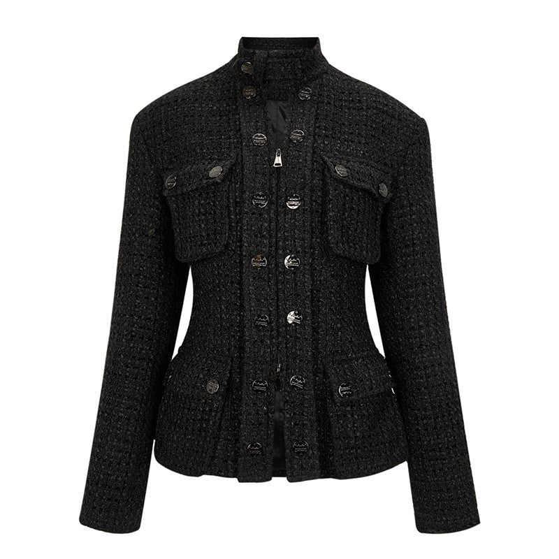 nu202 "Flowers and Her Fragrance" shoulder-padded tweed coat