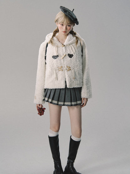 nu208 "Warm Tuberose" sweet horn button hooded coat