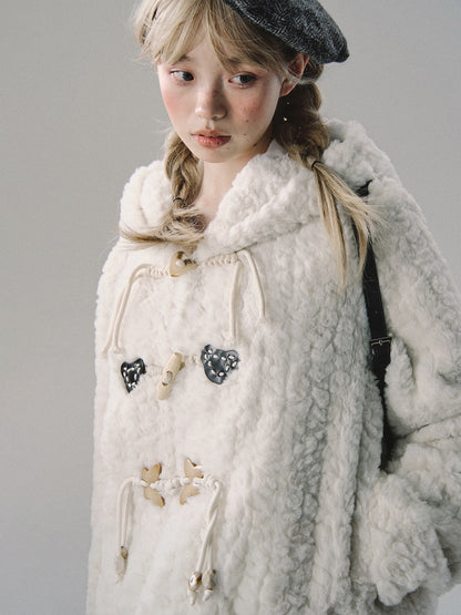 nu208 "Warm Tuberose" sweet horn button hooded coat