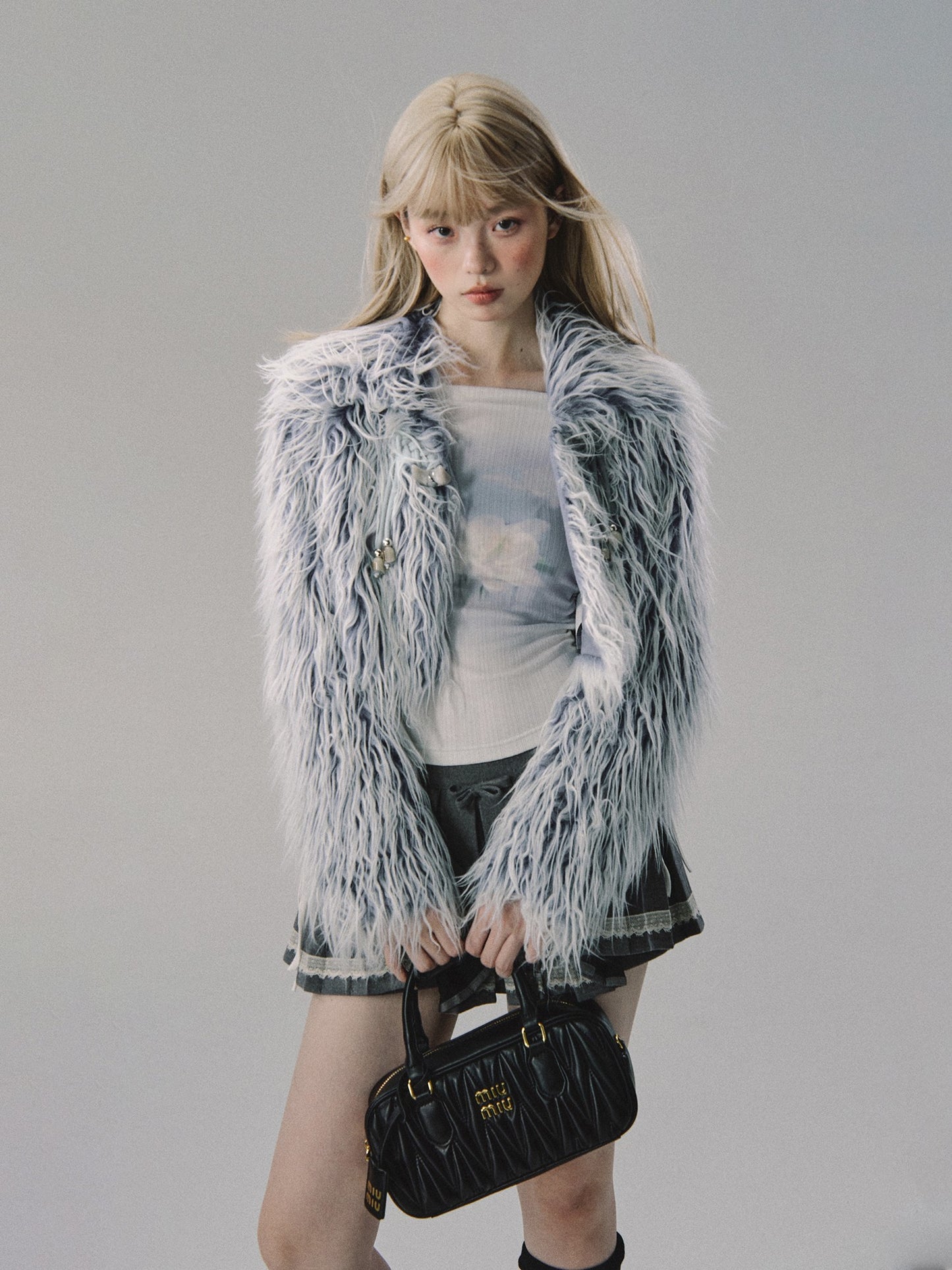 nu228 "Blue Hour" Lapel Short Loose Profile Fur Coat