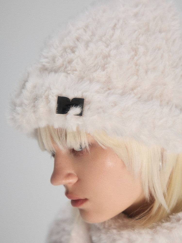 nu274 Woolen face-showing fur warm hat