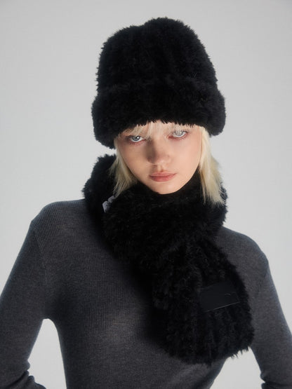 nu274 Woolen face-showing fur warm hat