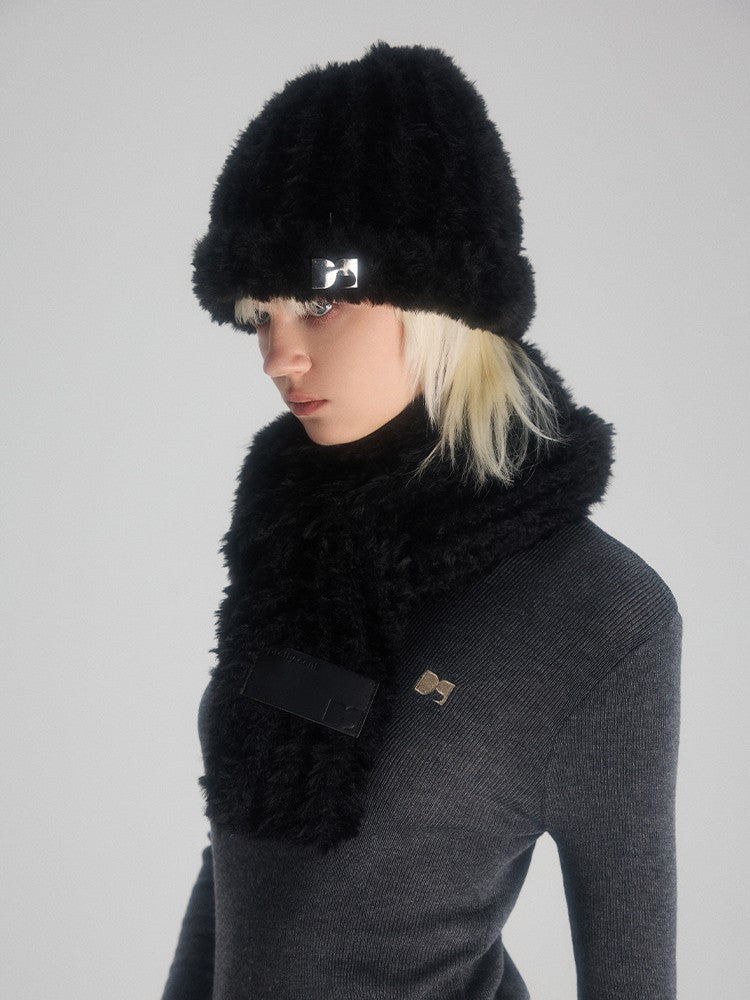 nu274 Woolen face-showing fur warm hat