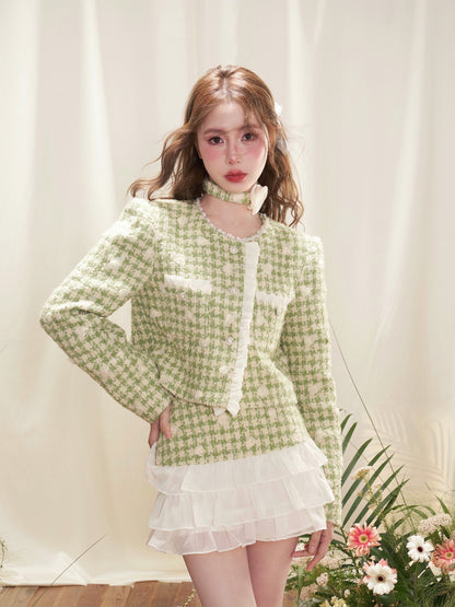 nu294 Flower fragrance lace jacket / cake skirt