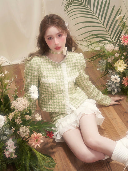 nu294 Flower fragrance lace jacket / cake skirt