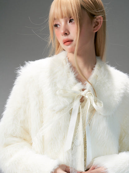 nu301 Sweet lace imitation mink loose jacket cardigan