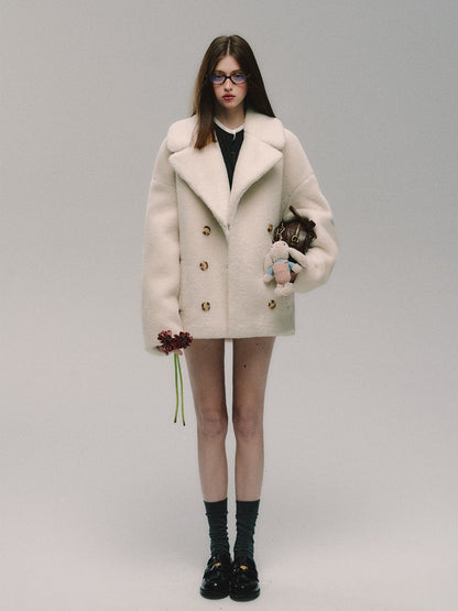 nu258 "Rose and Honey" classic large lapel fur coat