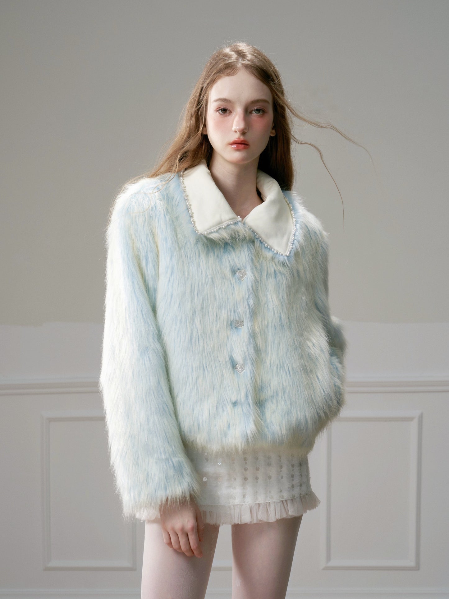 nu311 "Glacier Fur" gradient blue long hair winter coat