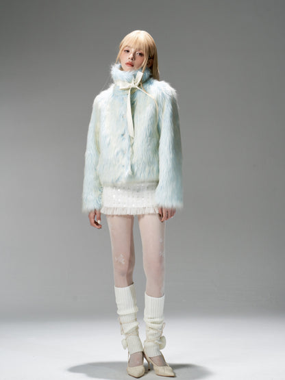 nu311 "Glacier Fur" gradient blue long hair winter coat